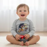 Cartoon Cat Long Sleeve Baby Bodysuit – Cute Witch Halloween Outfit