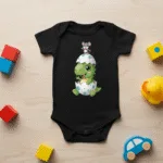 Cute Dinosaur Short Sleeve Baby Bodysuit – Adorable Dino and Chick Friendship Infant Outfit - Image 8