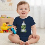 Cute Dinosaur Short Sleeve Baby Bodysuit – Adorable Dino and Chick Friendship Infant Outfit - Image 11