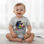 Cartoon Parrot Short Sleeve Baby Bodysuit – Cute Witch Halloween Outfit - Image 2