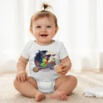 Cartoon Parrot Short Sleeve Baby Bodysuit – Cute Witch Halloween Outfit