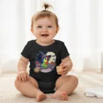 Cartoon Parrot Short Sleeve Baby Bodysuit – Cute Witch Halloween Outfit - Image 4