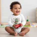 Cartoon Dino Long Sleeve Baby Bodysuit – Cute Space Explorer Outfit - Image 2