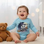 Cartoon Panda Long Sleeve Baby Bodysuit – Cute Witch Halloween Outfit