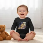 Cartoon Puppy Long Sleeve Baby Bodysuit – Cute Witch Halloween Outfit