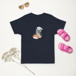 Chef Cat Inspecting Sushi Toddler Jersey T-Shirt | Rabbit Skins 3321" - Image 3