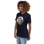 Tropical Floral Cat Mom Relaxed T-Shirt | Bella + Canvas 6400 - Image 2
