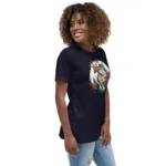 Tropical Floral Cat Mom Relaxed T-Shirt | Bella + Canvas 6400 - Image 3